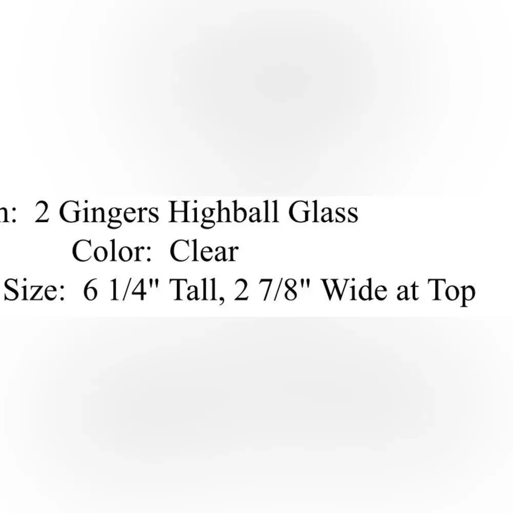 2 Gingers Irish Whiskey Highball Glass 6 1/4 In Tall 3 In Round Clear Brown 16